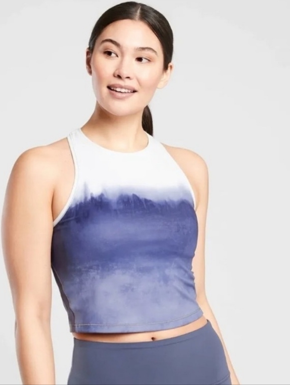 Athleta White Ombre Racerback Crop Workout/Sports Tank - XS